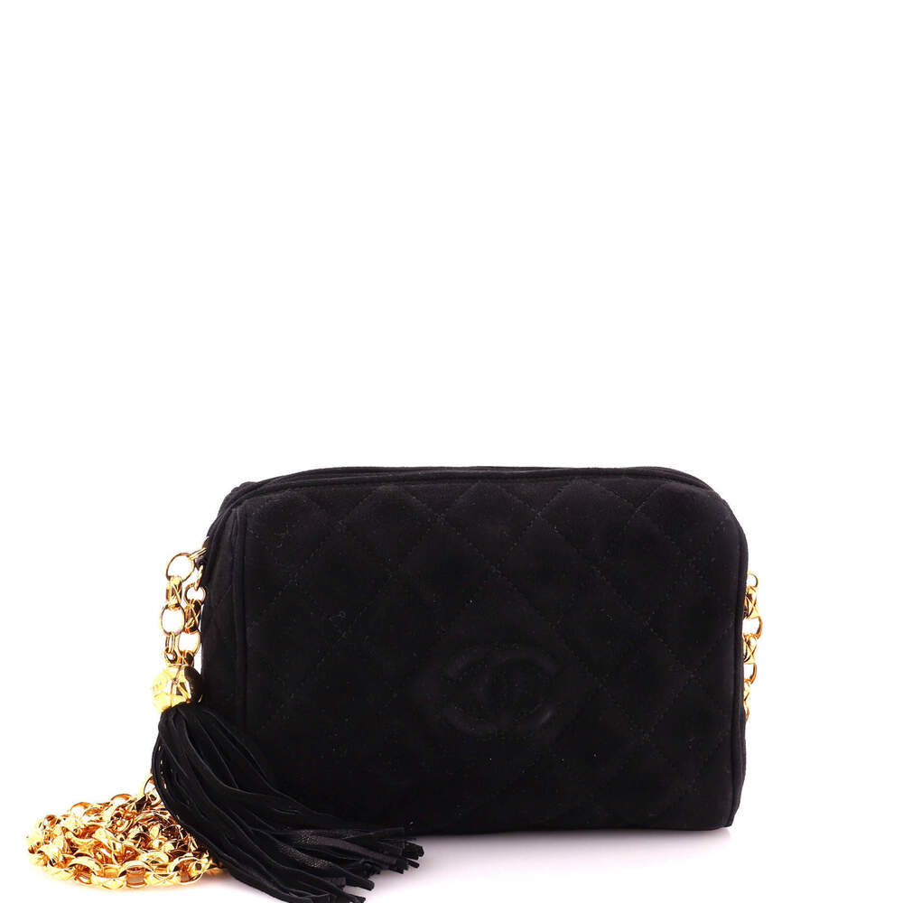 Chanel Small Vintage Diamond CC Camera Bag Quilted Suede